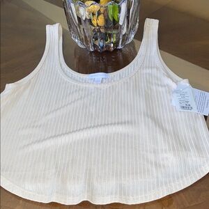 Cream Ribbed Women's Yoga Top